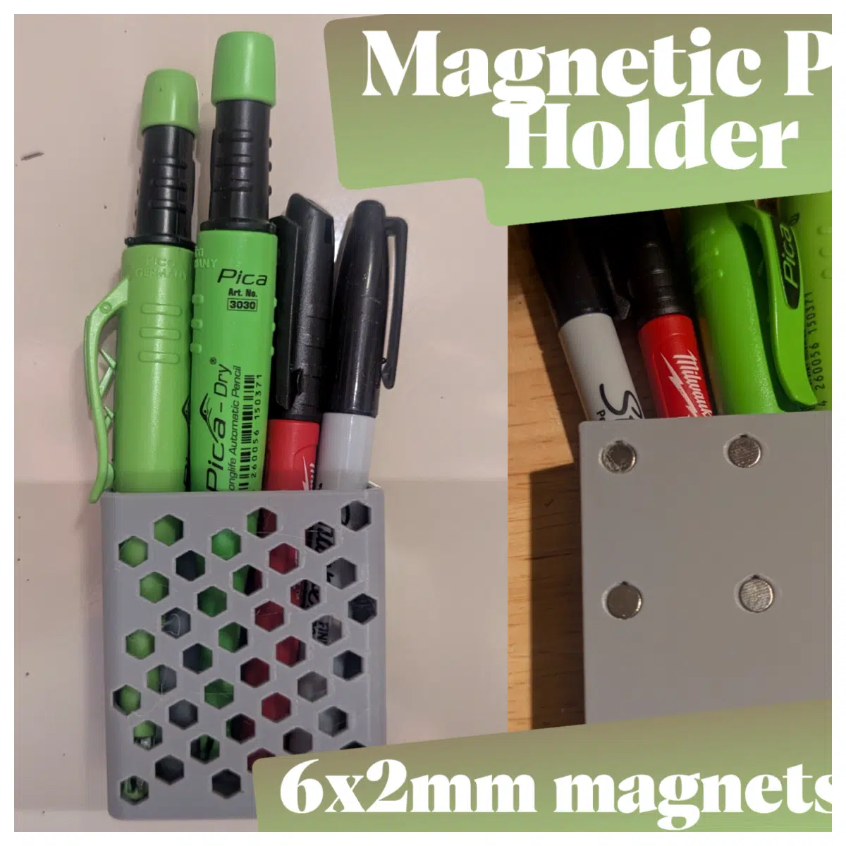 Magnetic Whiteboard Pen Holder 6mm Magnet Magnetic Pen Case Writing Accessory Whiteboard Support Magnetic Pen Stand
