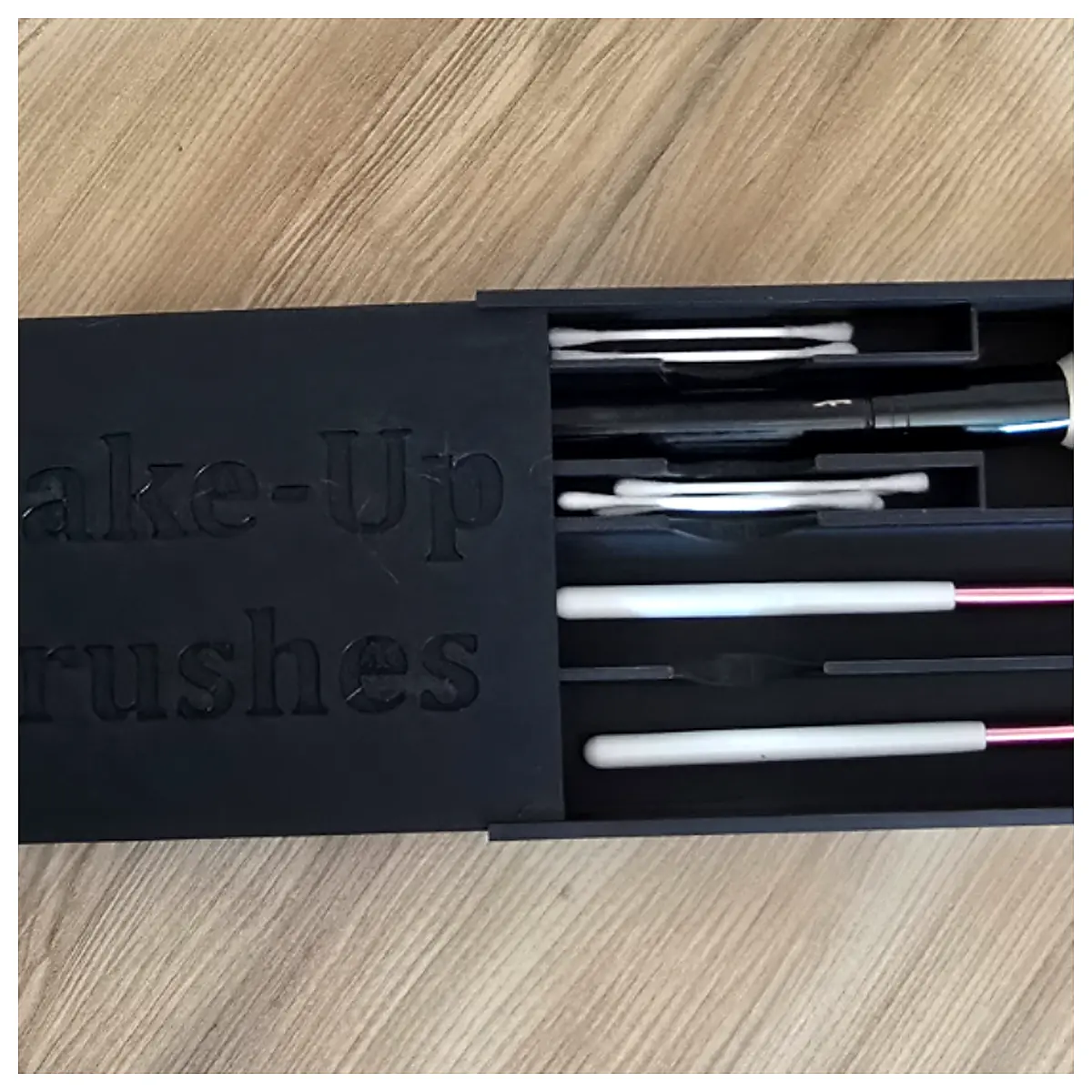 Sliding Makeup Brush Box Brush Holder Portable Organizer Cosmetic Case Small Parts Container