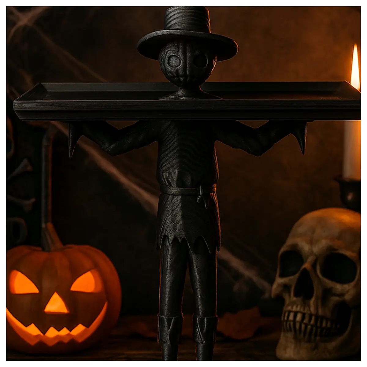 Straw Man Platter Halloween Stand Festive Decor Creative Support Table Decoration Holiday Props