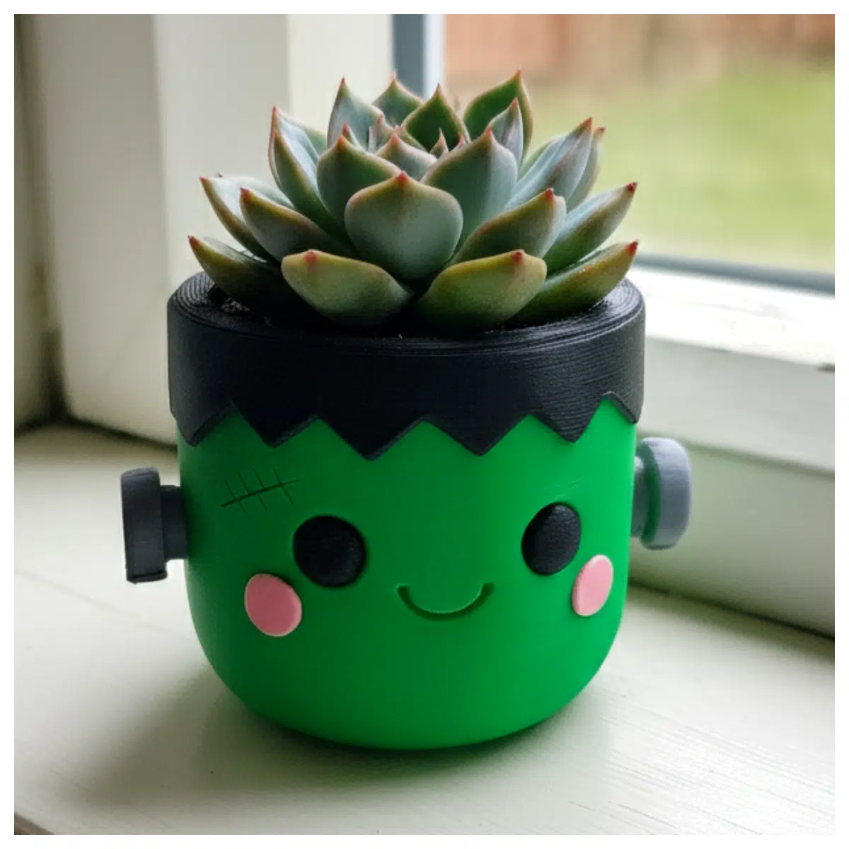 Frankenstein Halloween Succulent Planter Gothic Pot Spooky Plant Container Terrarium Decoration Black Succulent Planter