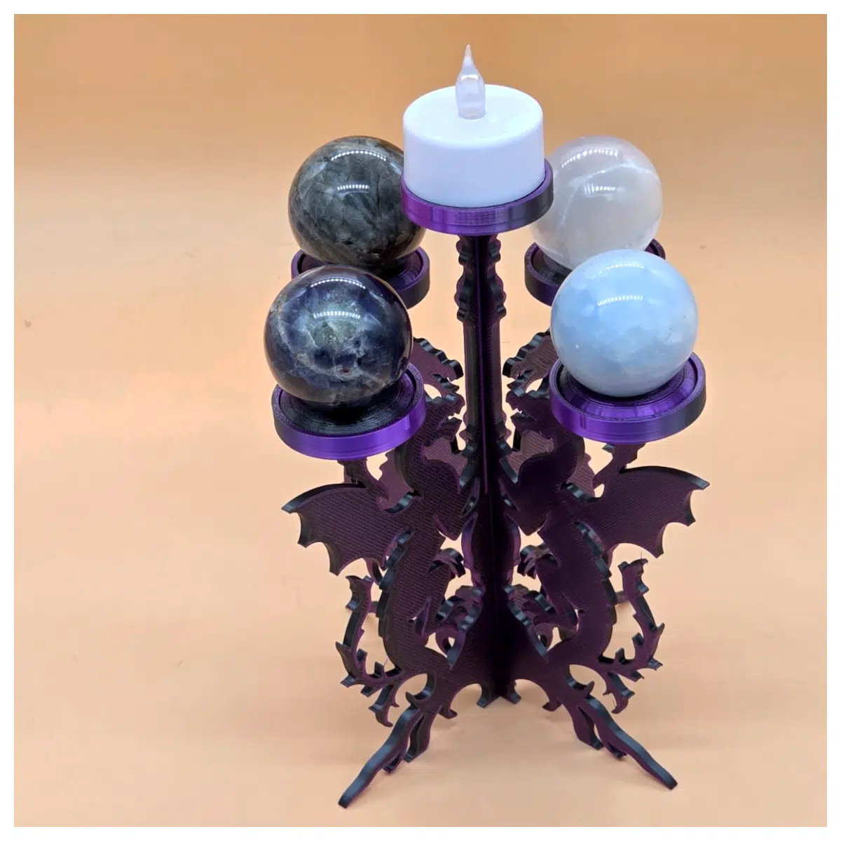 Gothic Ball-Shaped Dragon Candle Holder Support 12V 50mm RS-550 Black Decorative Candles Stand