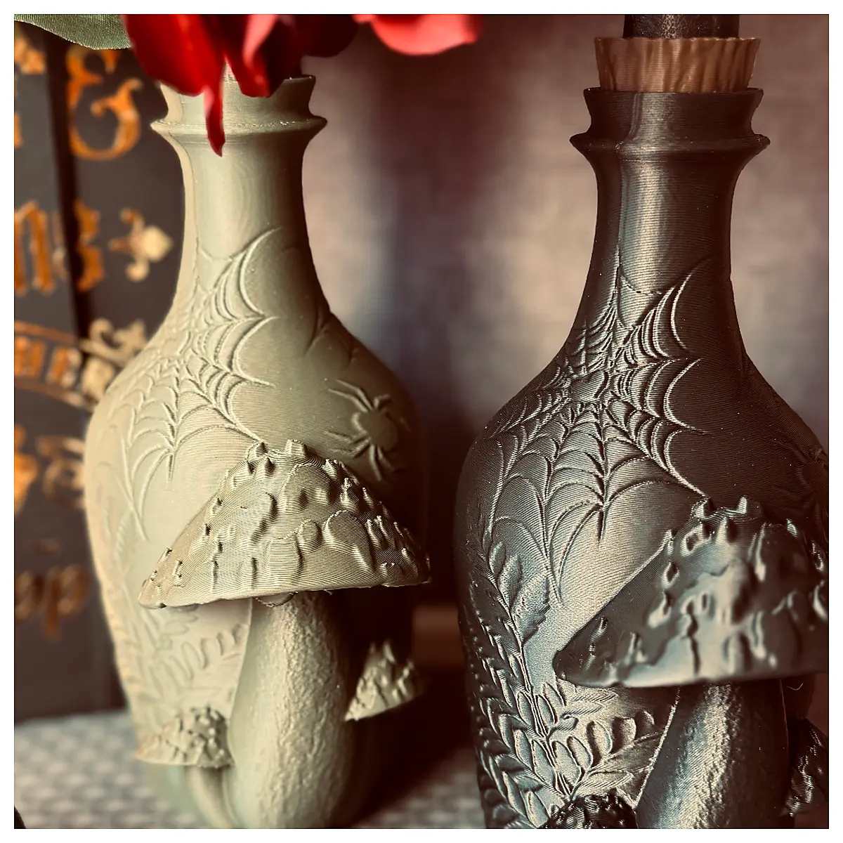 Gothic Apothecary Bottle Vase Candle Holder Decor Display Black Victorian Style