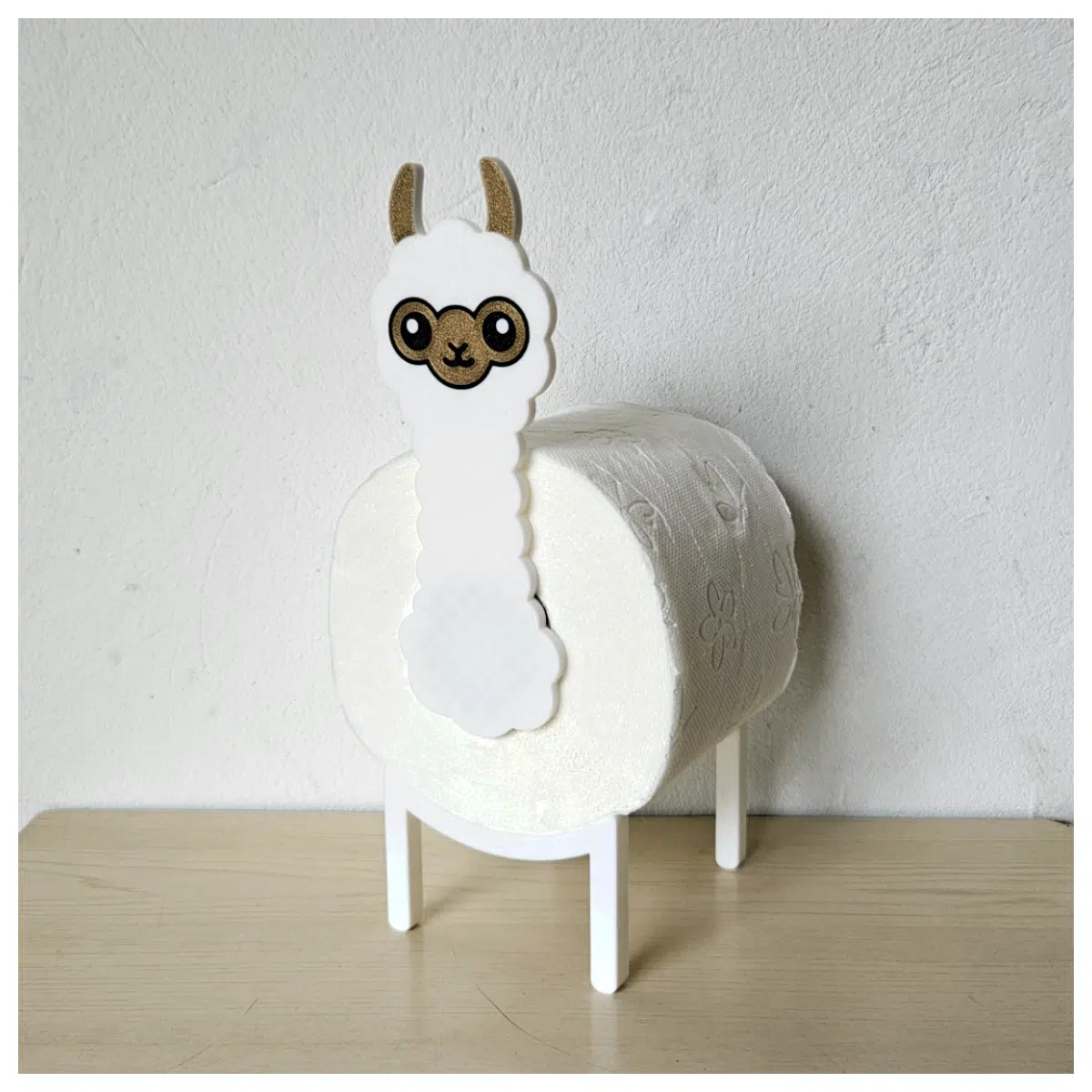Alpaca Roll Paper Holder Organizer Wall Mounted Shelf Storage Display Decor