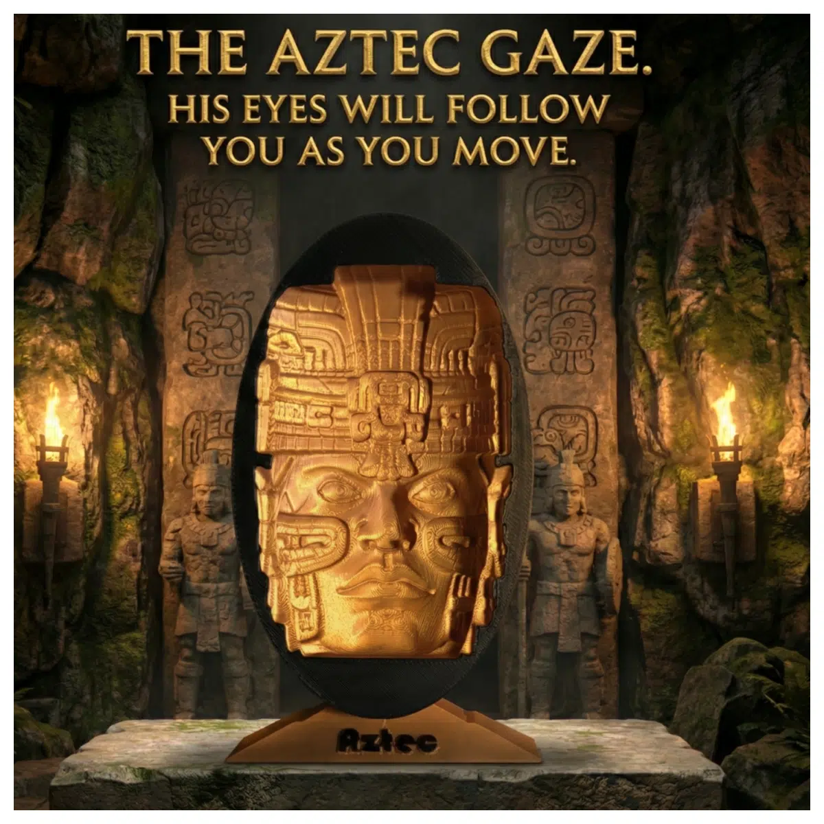 3D Optical Illusion Aztec Face Art Wall Decal Wall Painting 3D Effect Decoration