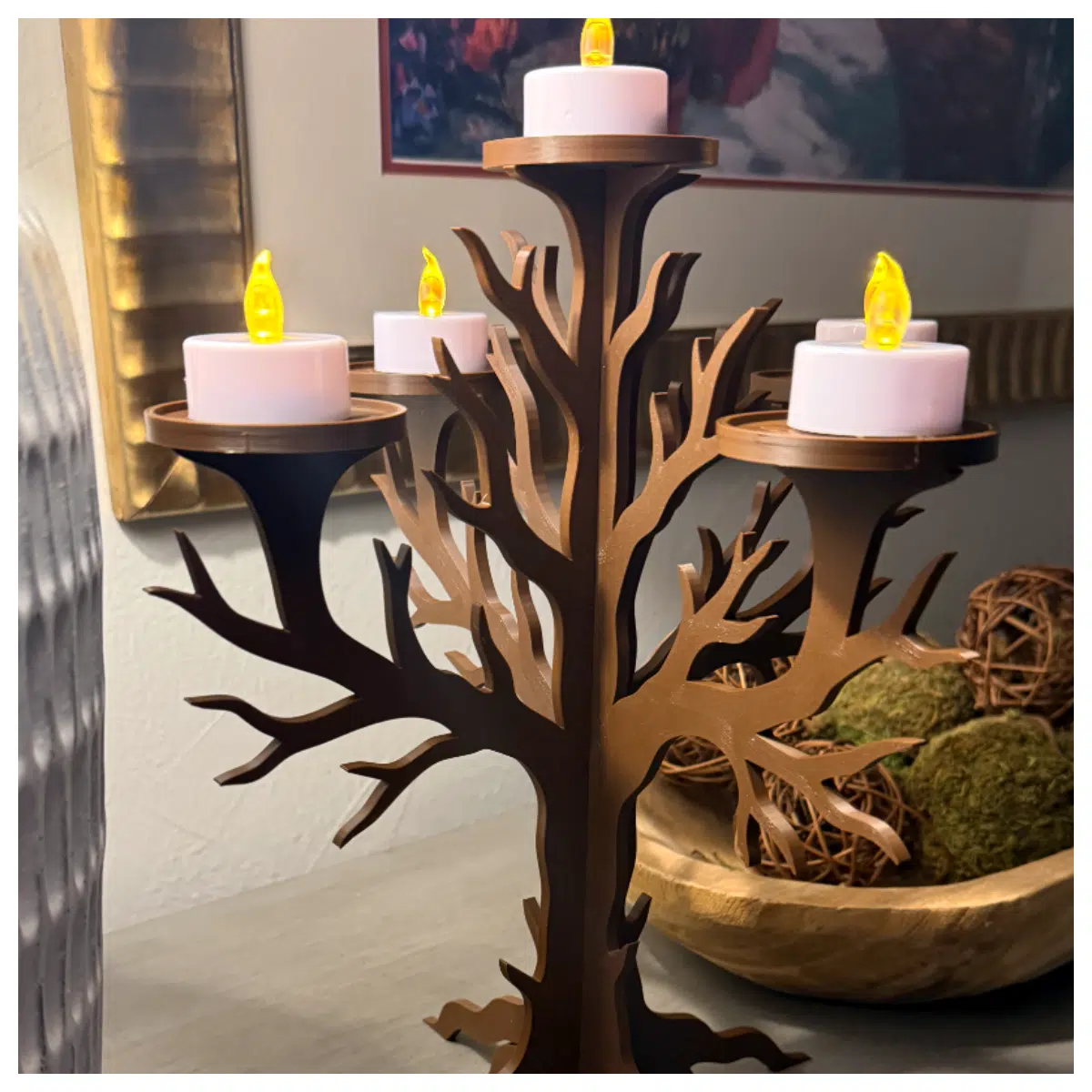 Tree Candle Holder Home Decor Creative Accent Desk Gift Art Candle Stand Tree Wax Holder Festive Decoration