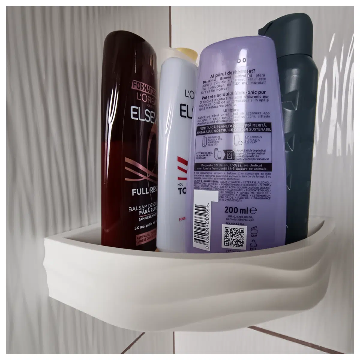 Wave Pattern Shower Corner Shelf Support Wall Bathroom Storage Wave Decor Shower Accessories Shelf for Wet Areas