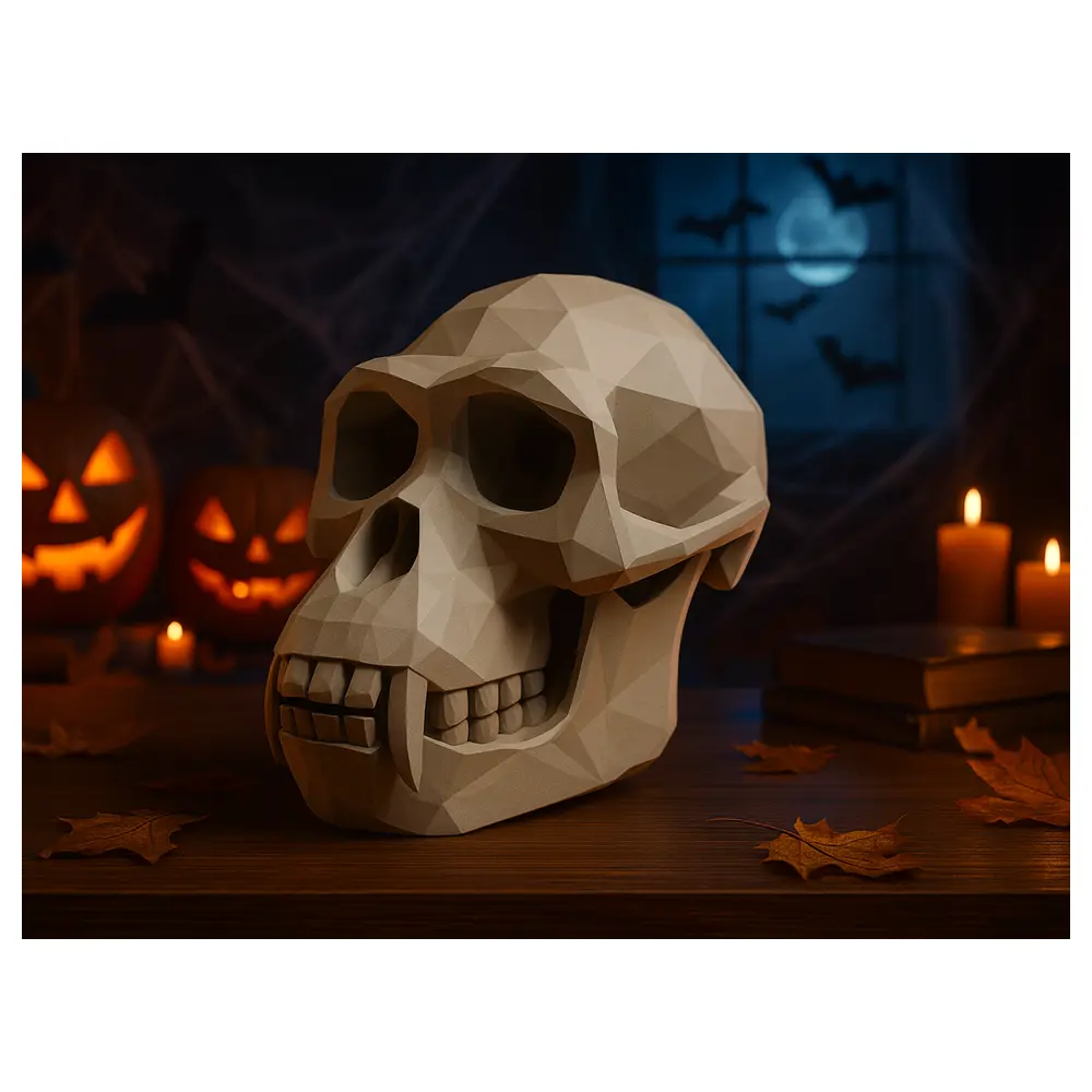 Halloween Low Poly Gorilla Skull 3D Model Download Game Rendering Scene