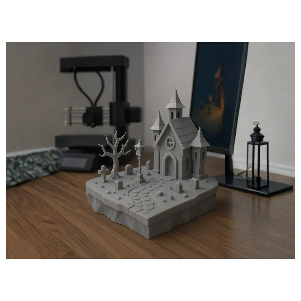 Fantasy Cemetery Model Cemetery Landscape Model Desktop Decoration 3D Model Graveyard Decoration Cemetery Toys