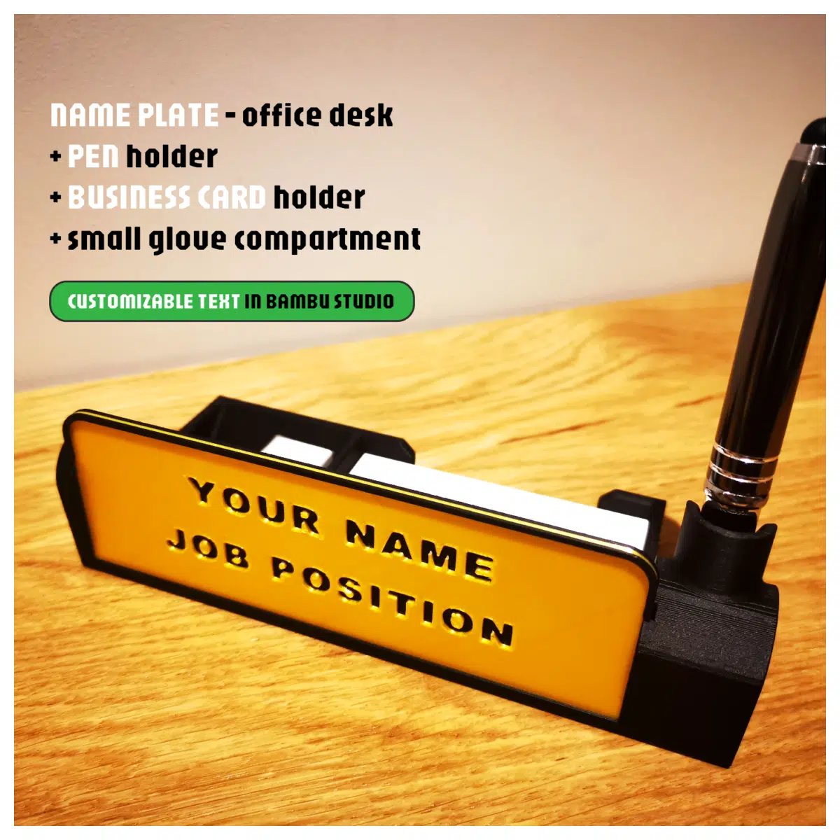 Office Nameplate Magnetic Business Card Holder Pen Organizer Desk Storage Office Accessories Magnetic Card Case Business Stationery