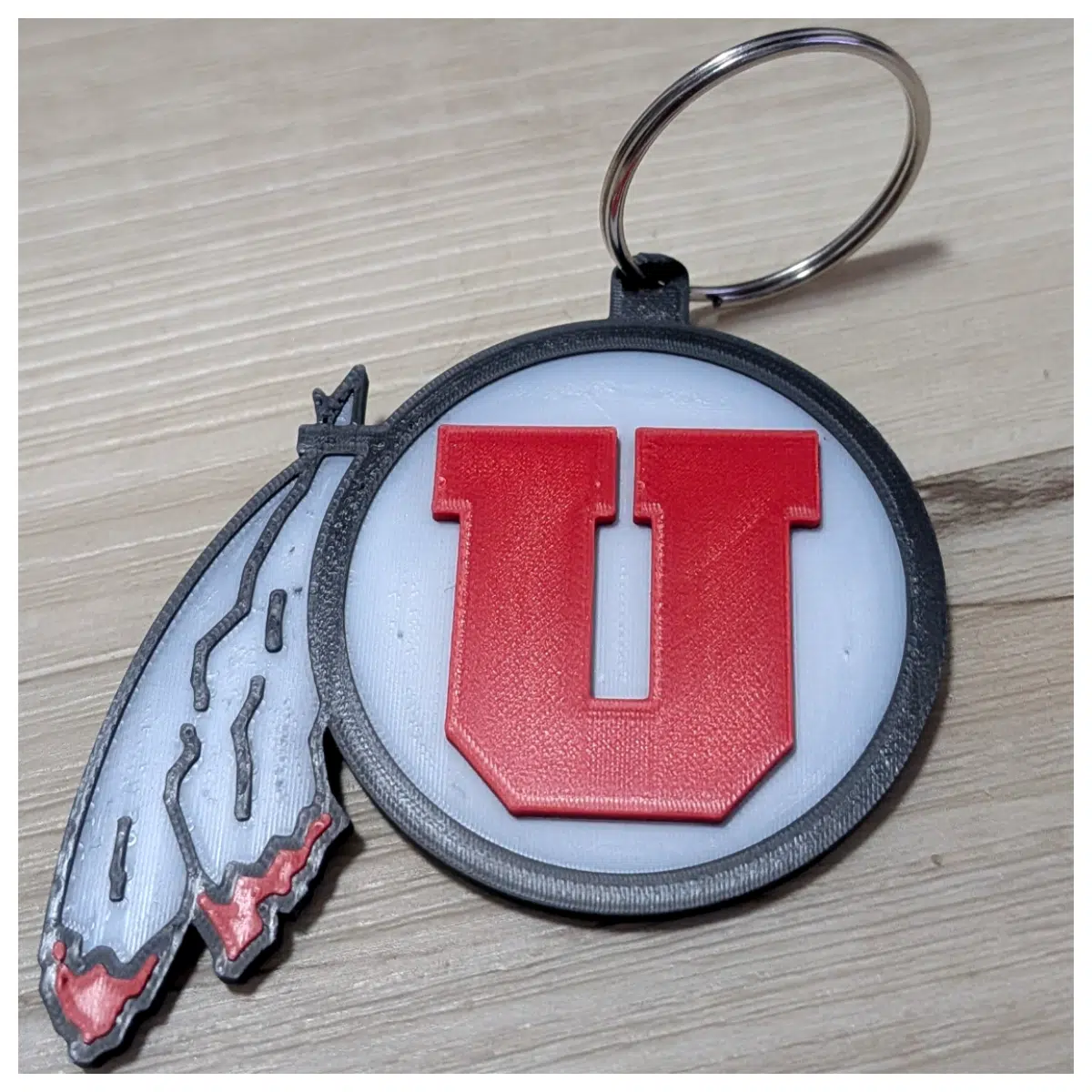 Utah University Drum Feather Keychain Souvenir Student Gift Campus Decor Graduation Gift Keychains