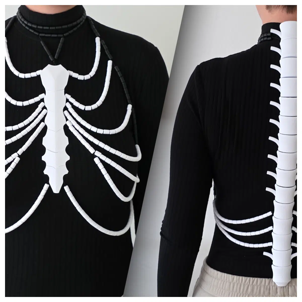 Skeleton Bodysuit Halloween Costume Rib Cage Outfit Gothic Costume Horror Festival Apparel