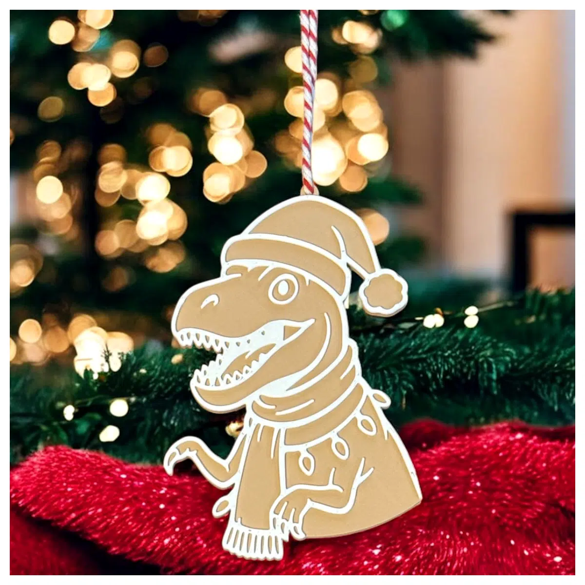 Christmas T Rex Figurine Dinosaur Decoration Holiday Gift Christmas Ornament T Rex Collectible