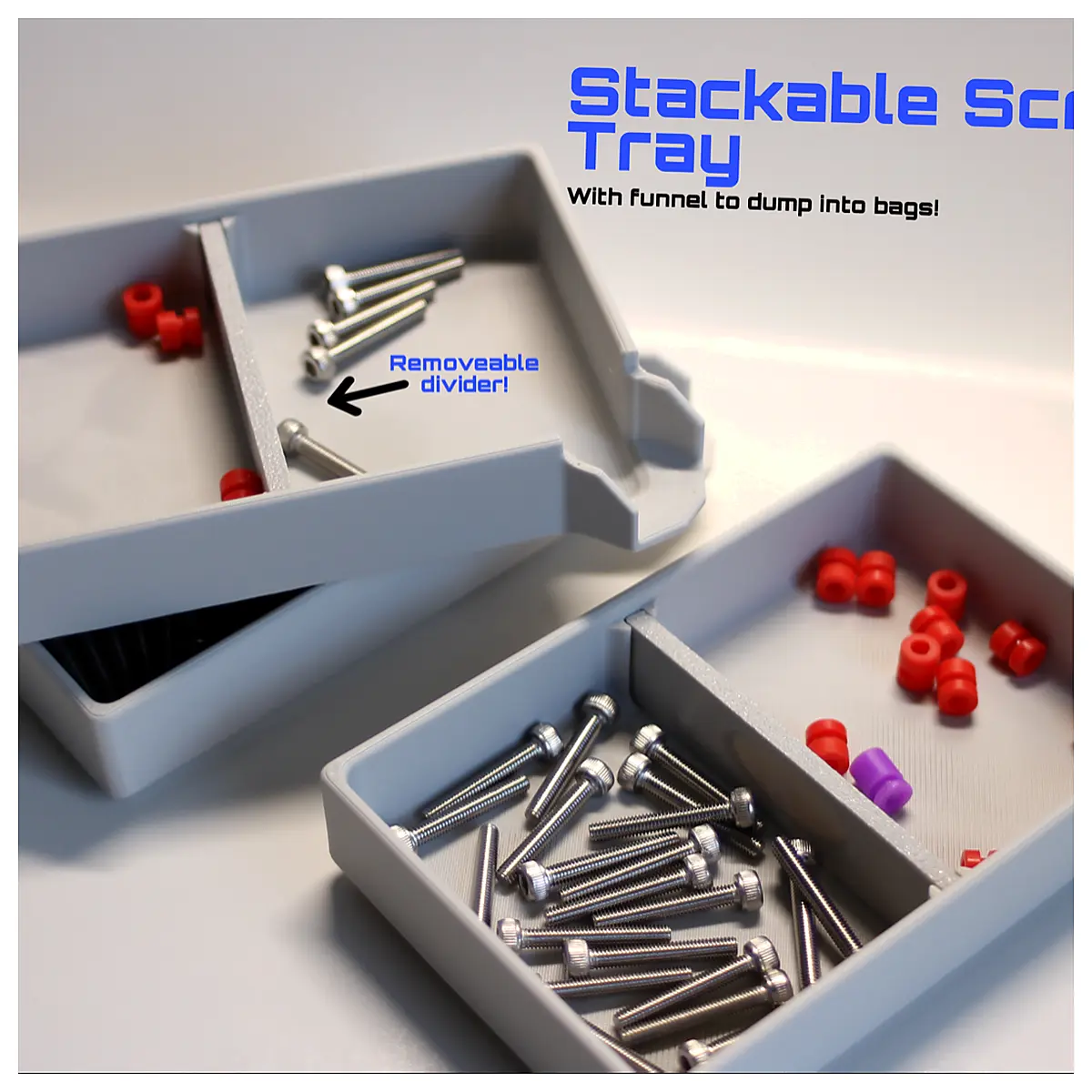 Stackable Screw Organizer Parts Assembly Funnel Parts Box Screw Storage Organizer