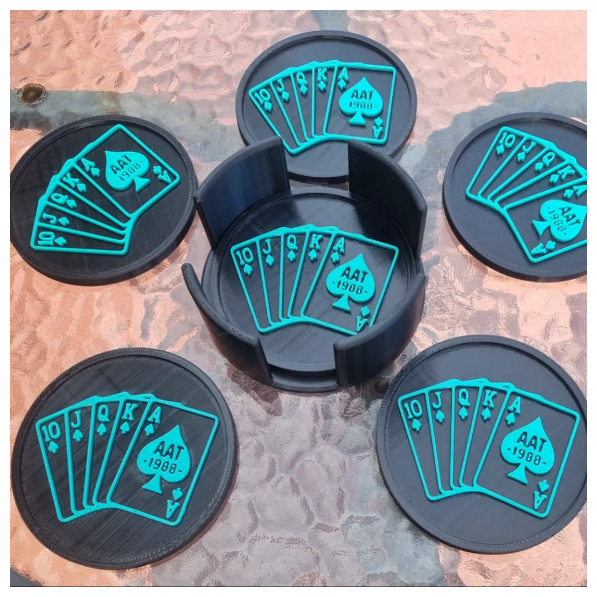 Playing Card Coasters Set Desktop Decor Cartoon Creative Gift Coaster Set Table Drink Mat