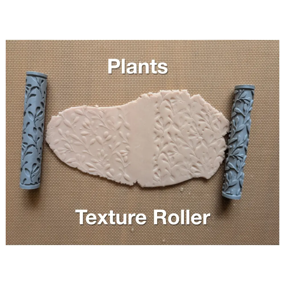 Rolling Pin Plant Pattern Crafting Tool Hand Painted Decorative Art Tool Rolling Tool