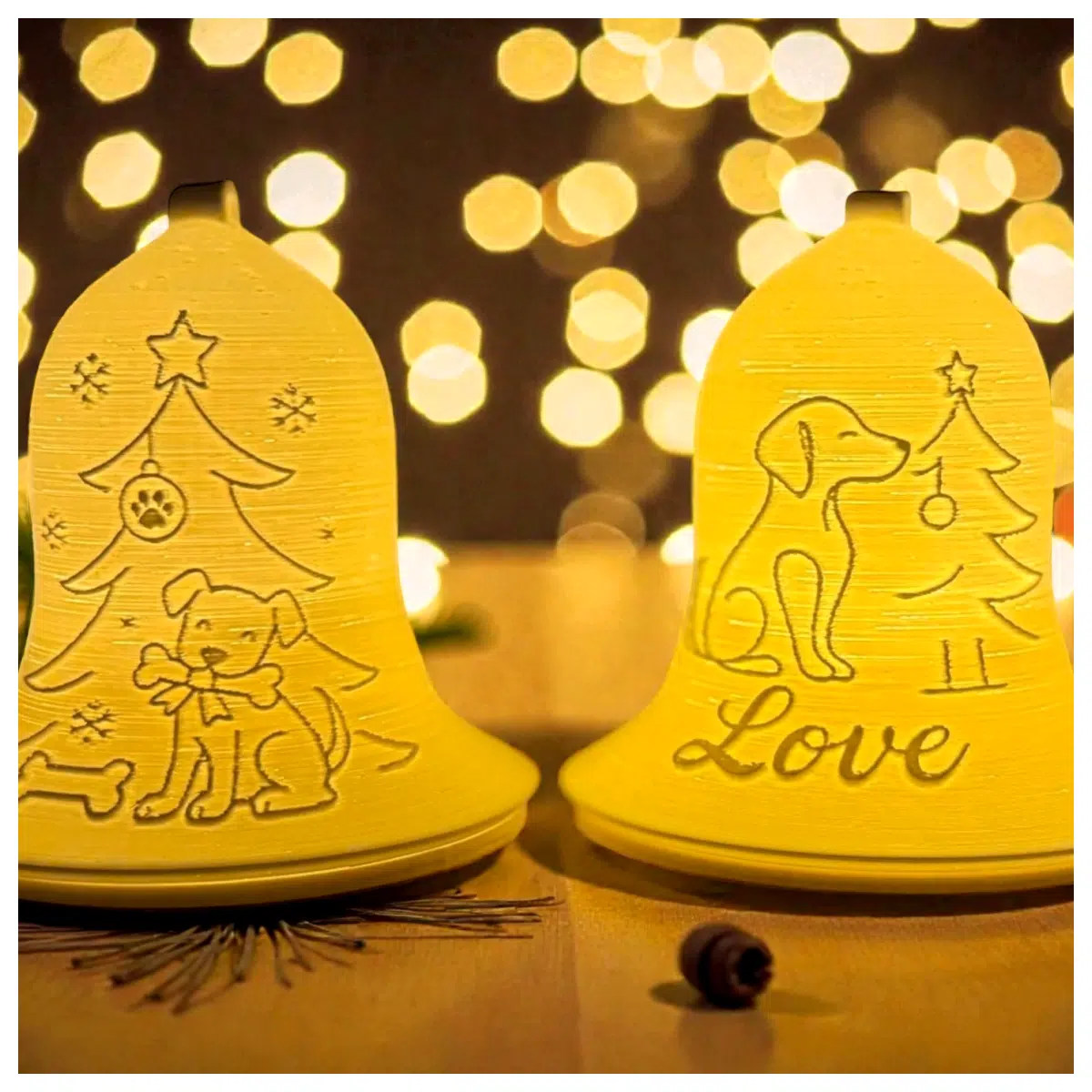 Christmas Ornament Bell Dog Floating Relief Statue Tea Festive Decoration Small Pet Holiday Gift Christmas Bell Dog