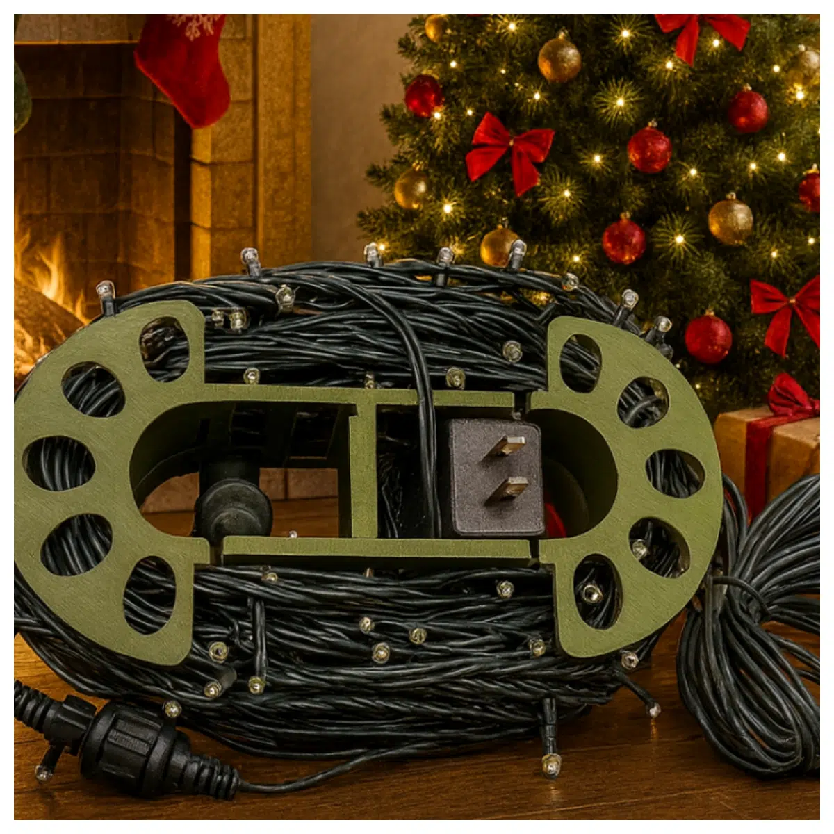 Christmas Tree Cord Organizer Holiday String Lights Storage Box Christmas Decoration Wrap Christmas Lights Storage Solution