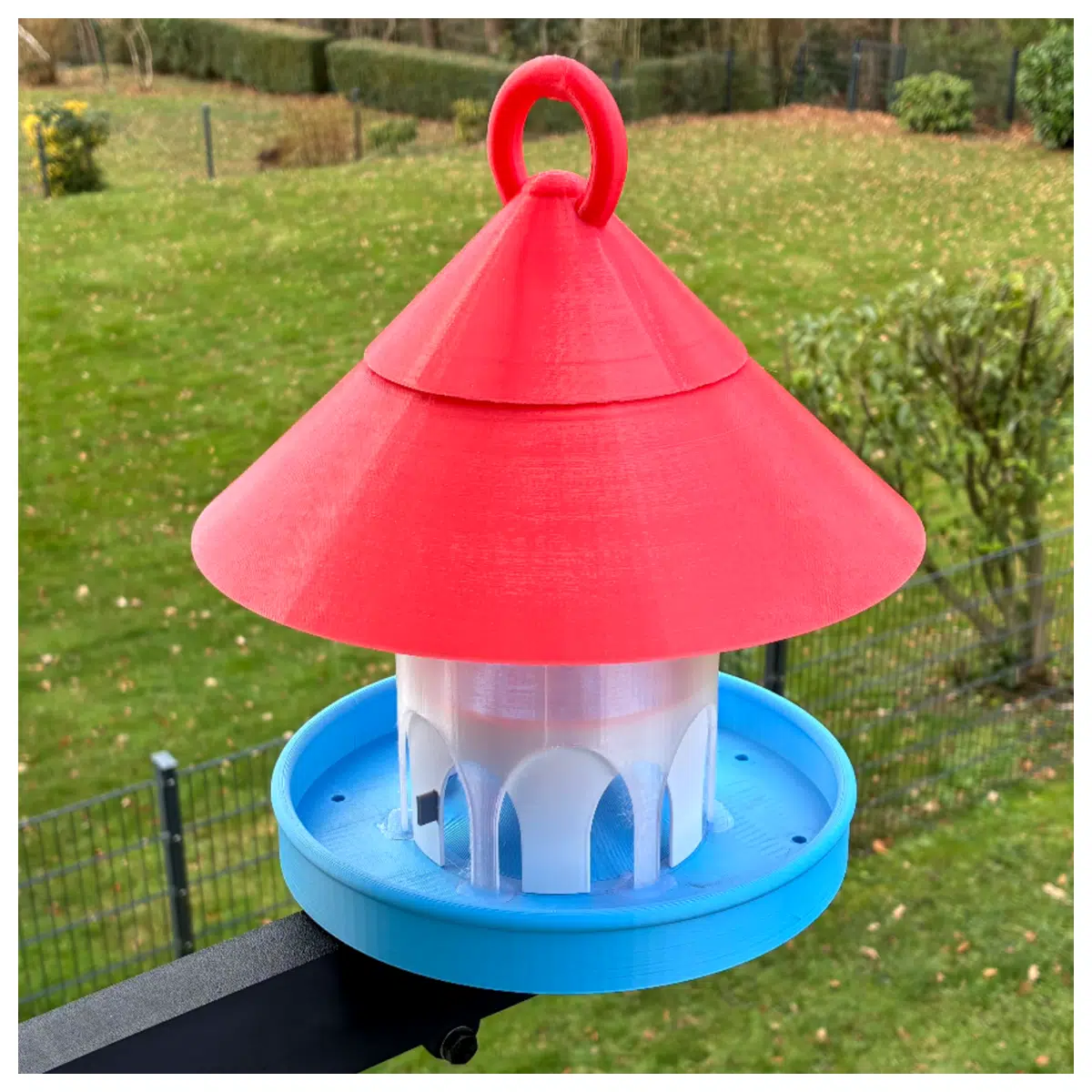 outdoor bird feeder station for wild birds hanging seed hopper with squirrel guard