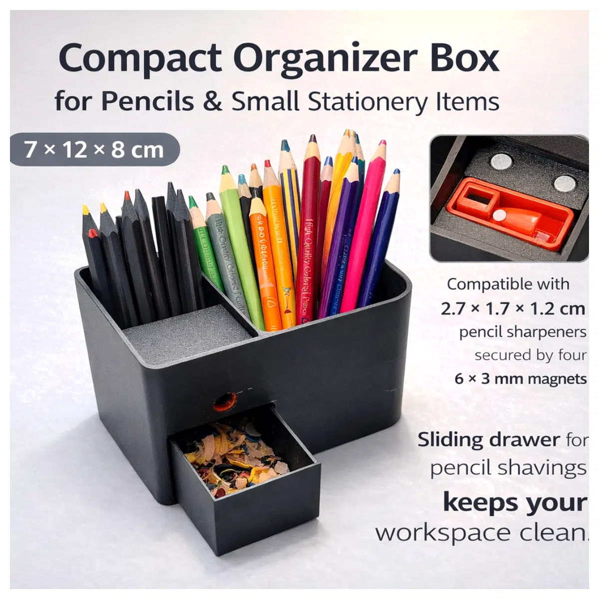 Pencil Case with Lead Holder Pencil Organizer Box Desk Storage Student Supplies Creative Holder Writing Accessory