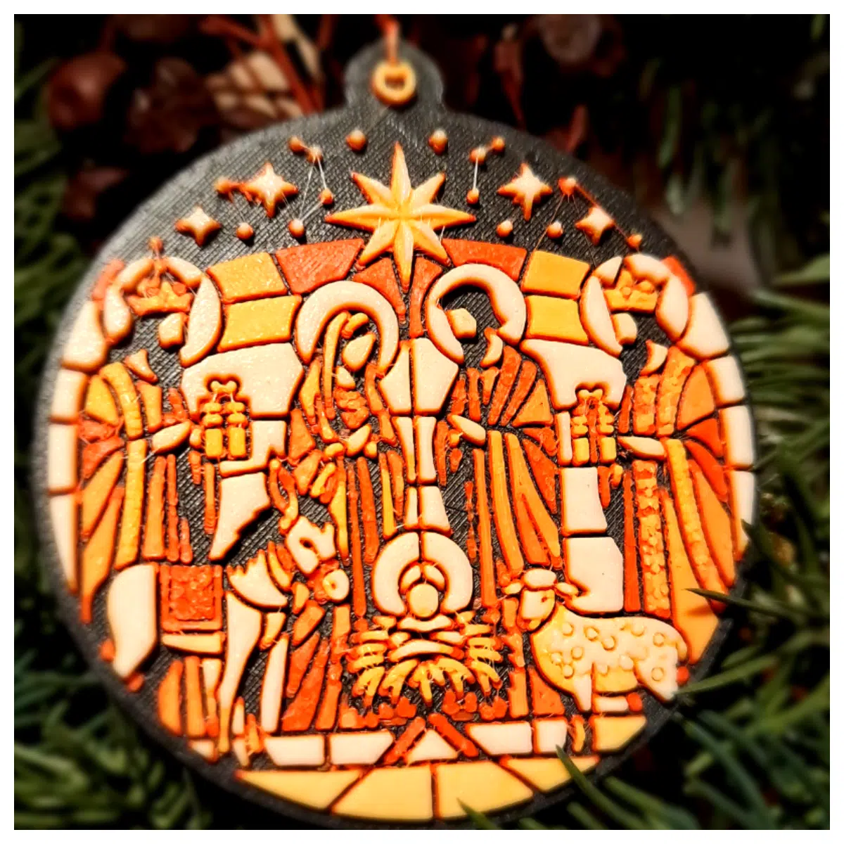 Christmas Tree Decorations Christmas Scene Stained Glass Decorations Festive Decor Scene Accessories Christmas Theme
