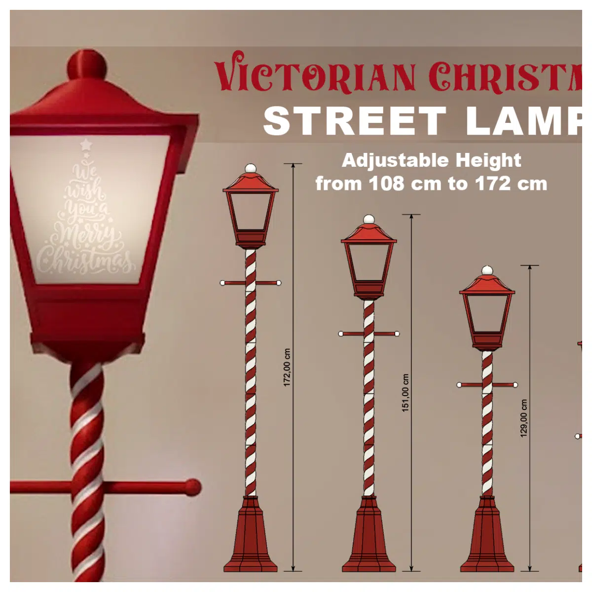 Victorian Christmas Street Candlestick Lantern Decor Festive Lighting Indoor Outdoor Christmas Decoration