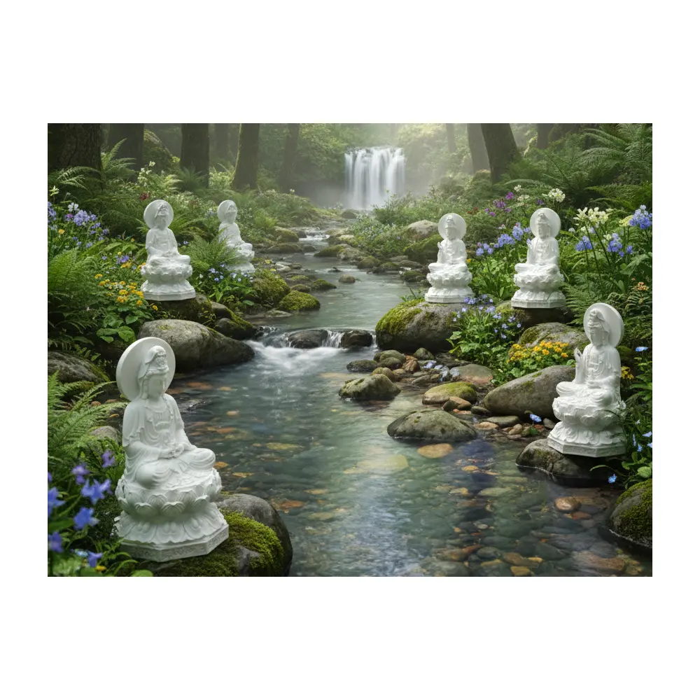 Guan Yin Statue Buddha Compassion Bodhisattva Sculpture Art Spiritual Home Decor Religious Figure