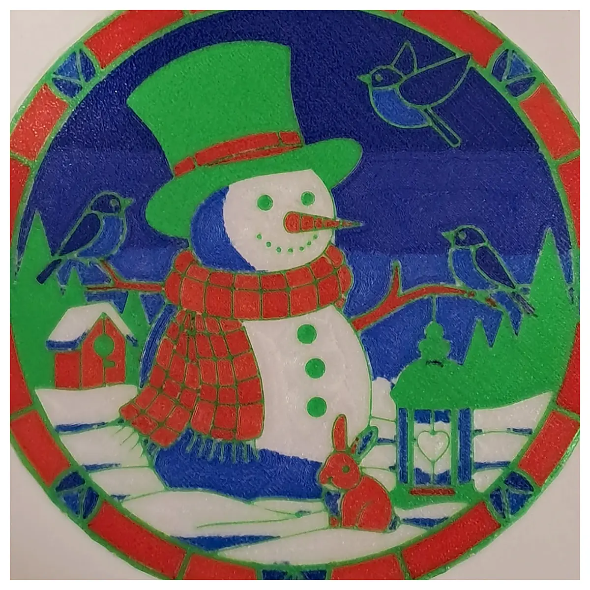 Christmas Snowman Glass Painting Art Festive Decor Home Decoration Christmas Ornament Creative Gift