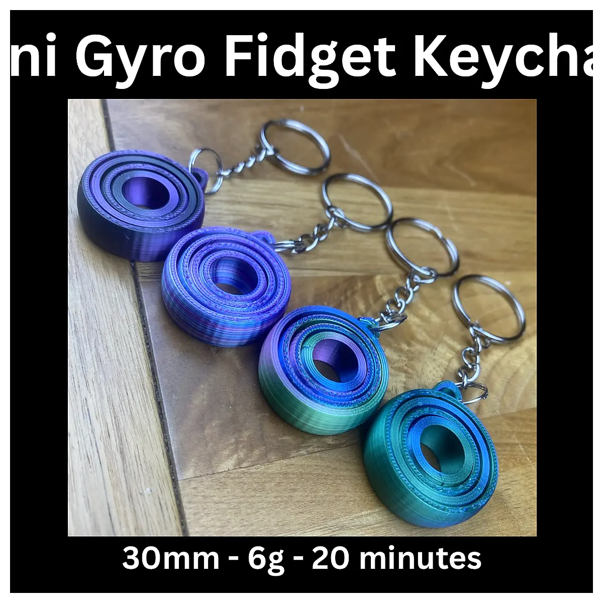 Mini Gyro Keychain Toy 4 Ring Stress Relief Fidget Toy Fun Gift Gyro Game