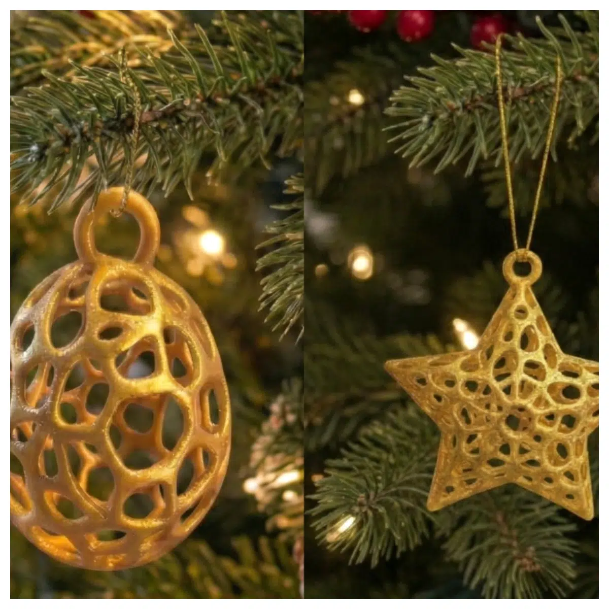 Golden Voronoi Star Egg Christmas Decoration Festive Ornament Christmas Gift Christmas Tree Accessory Holiday Decor