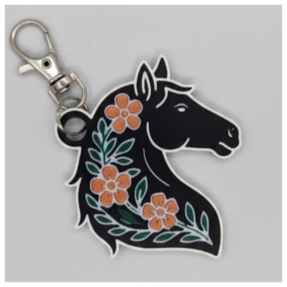 Floral Horse Keychain Creative Decoration Car Accessory Phone Charm Gift Anime Collectible