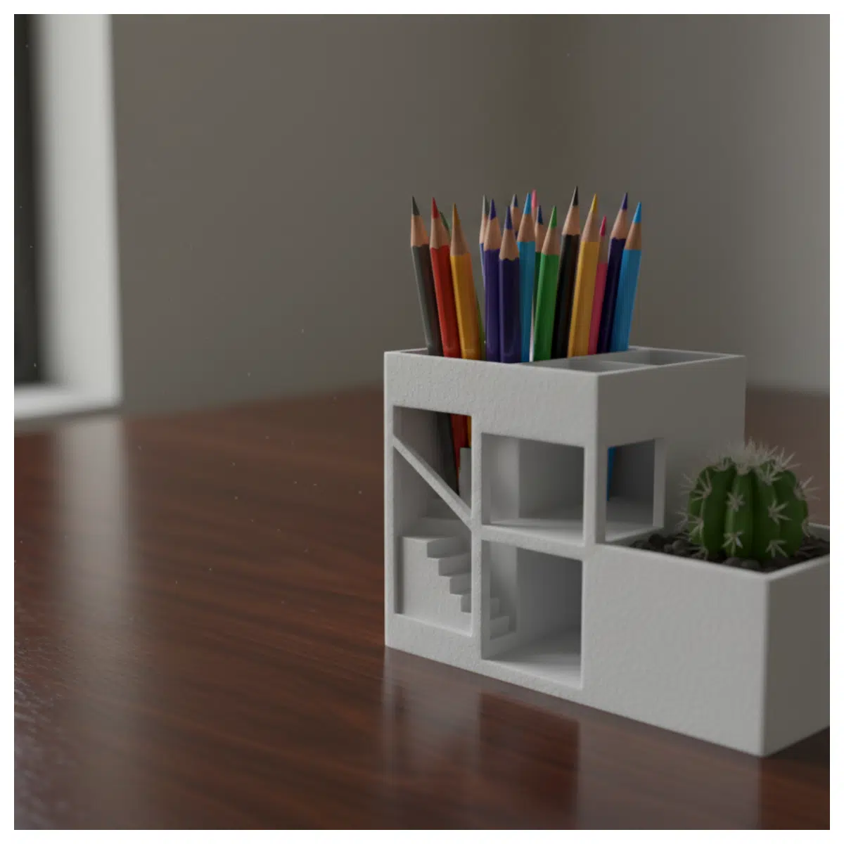Modern Desktop Organizer Pen Holder Creative Writing Storage Box Multi Function Pen Case Office Learning Supplies Storage Shelf Desk Organizer