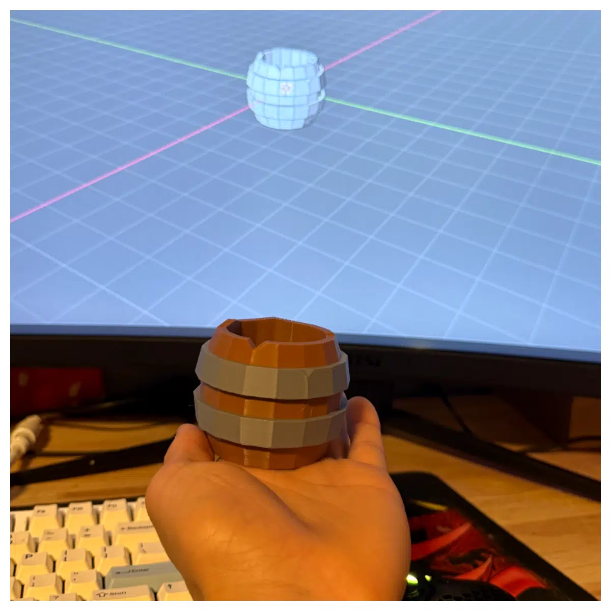 Mini Bucket Desktop Decoration 3D Printed Cute Toy Desk Accessory Small Novelty Creative Gift