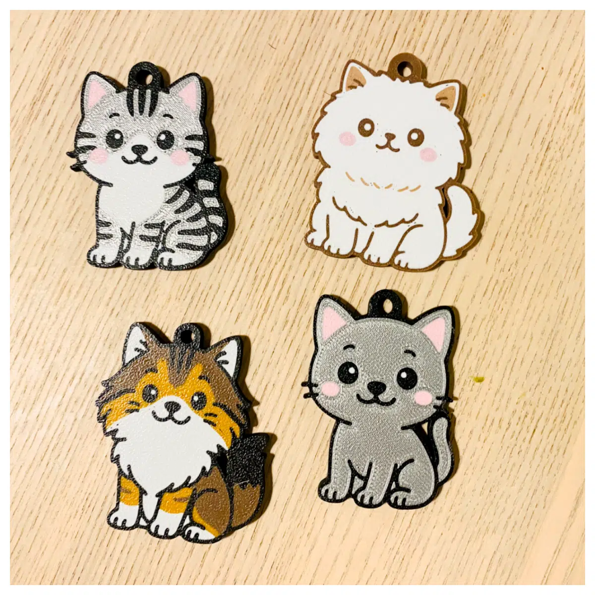 Cute Kitten Charms Keychain QCraft Adorable Cat Pendants Pet Accessories Cat Memorials Kitten Gifts Small Cat Parts