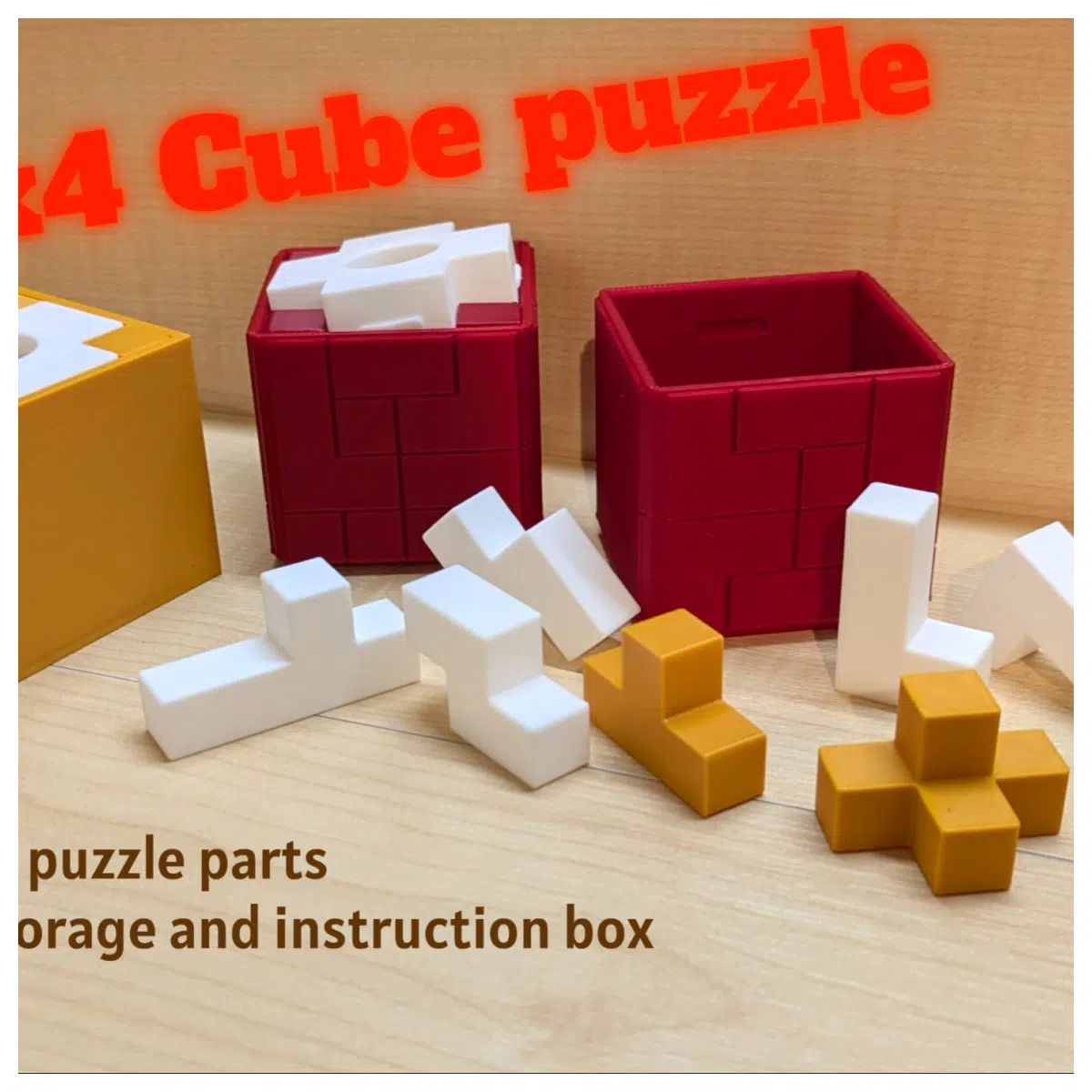 4x4 Cube Puzzle 14 Pieces Brain Teaser Toy for Kids Shape Sorting Games Early Education