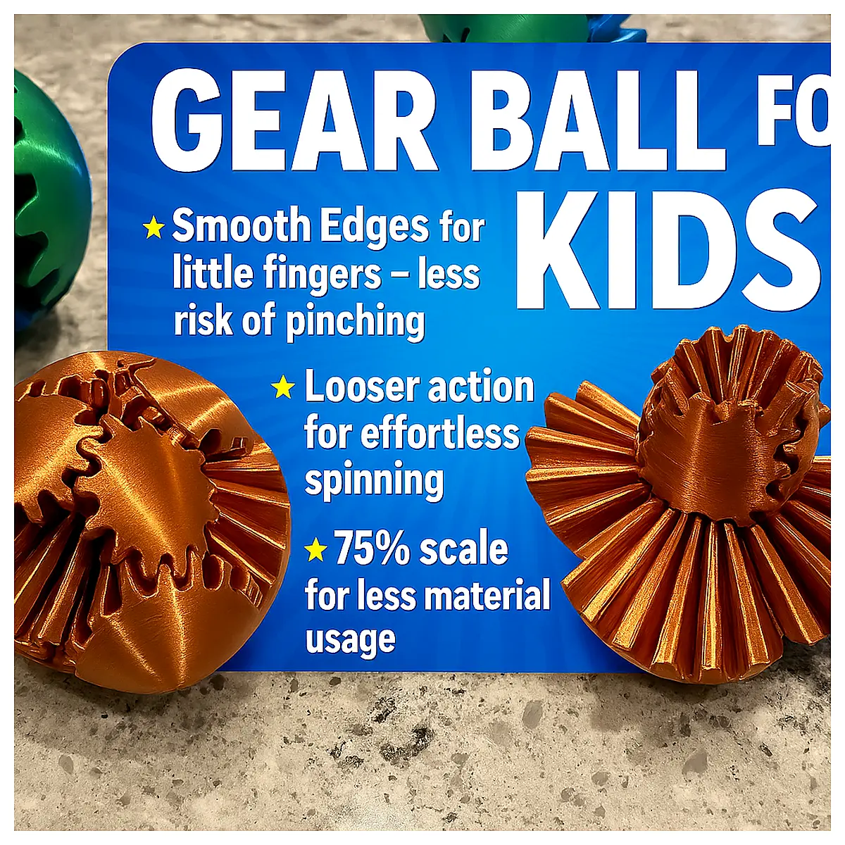 Gear Ball Toy Rotating Sphere Smooth Edge Kids Play Ball Bearing Ball Joints Gear Motion
