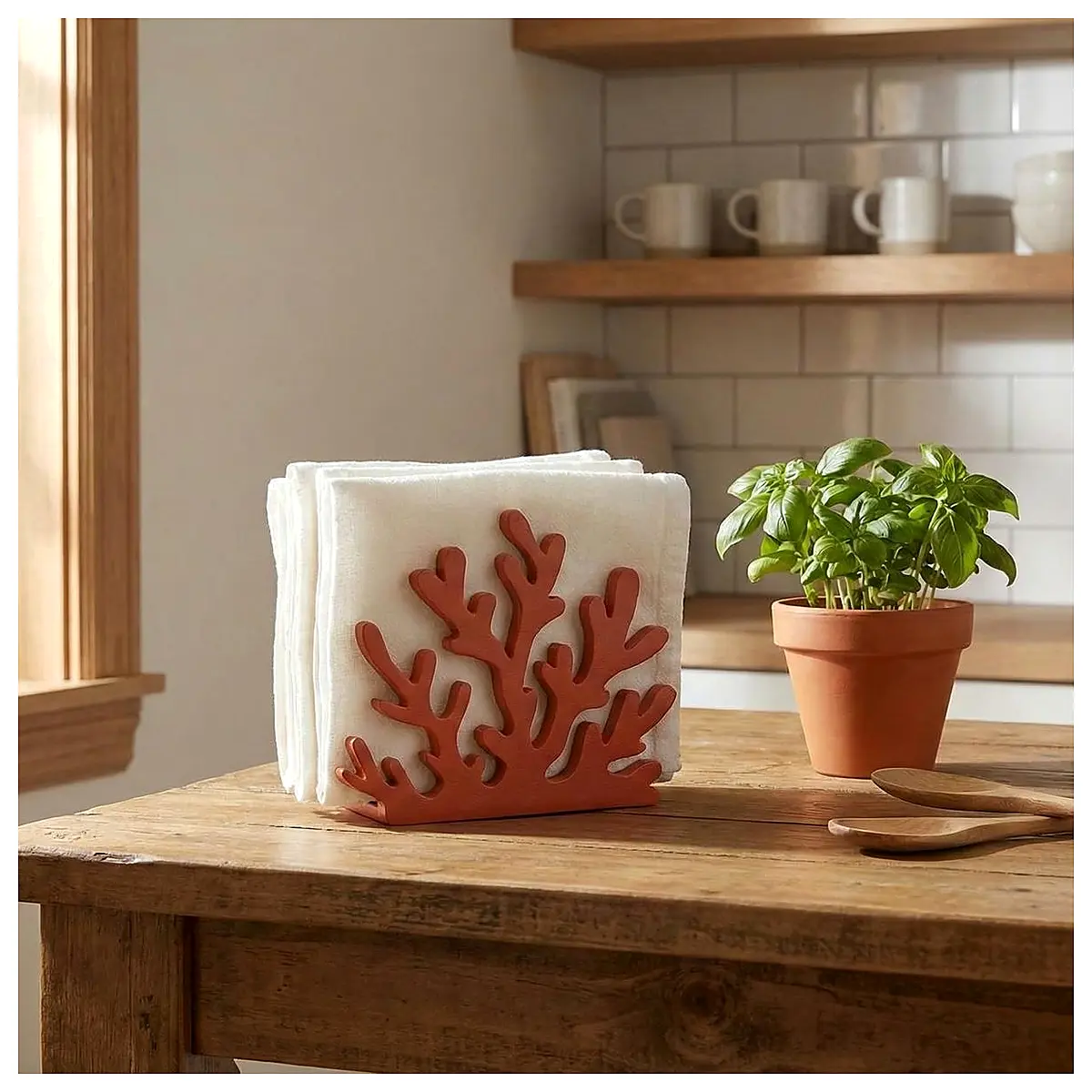 Coral Tissue Box Holder Bathroom Shelf Wall Mounted Kitchen Storage Multi Functional Storage Rack Shelf Organizer