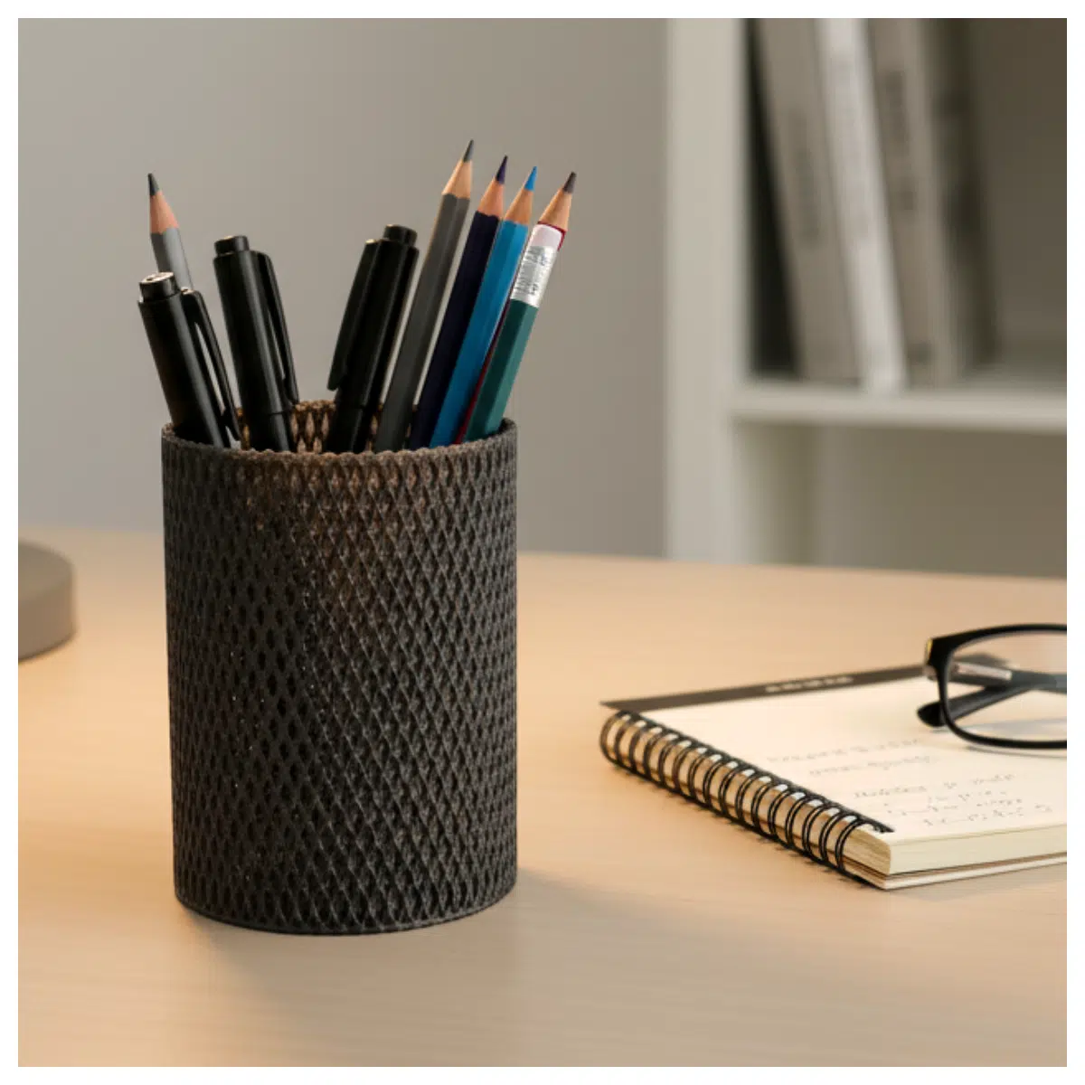 Grid Pen Holder Desk Organizer Elegant Office Storage Pen Case Pen Tube Multi Functional