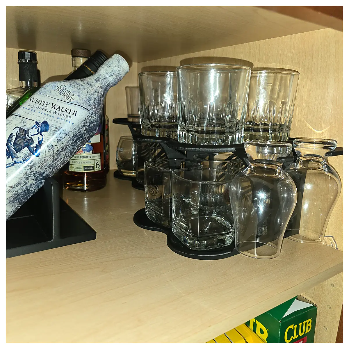 Double Layer Whiskey Glasses Rack Stackable Holder Glen Cairn Cup Stand Whiskey Glass Display Shelf Glassware Storage