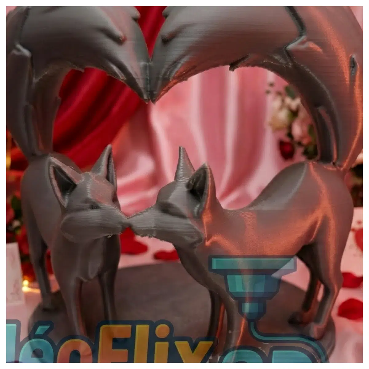3D Sculpture Fox Figurine Romantic Gift Anniversary Present Fox Decoration Emotional Sculpture