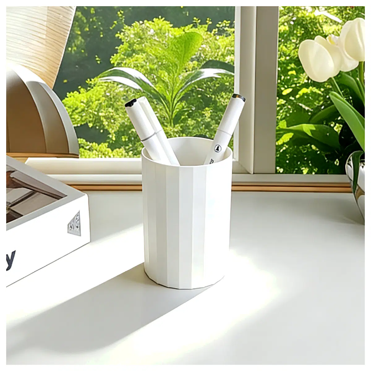 geometric pencil holder desk organizer modern hexagonal storage for pens markers office supplies