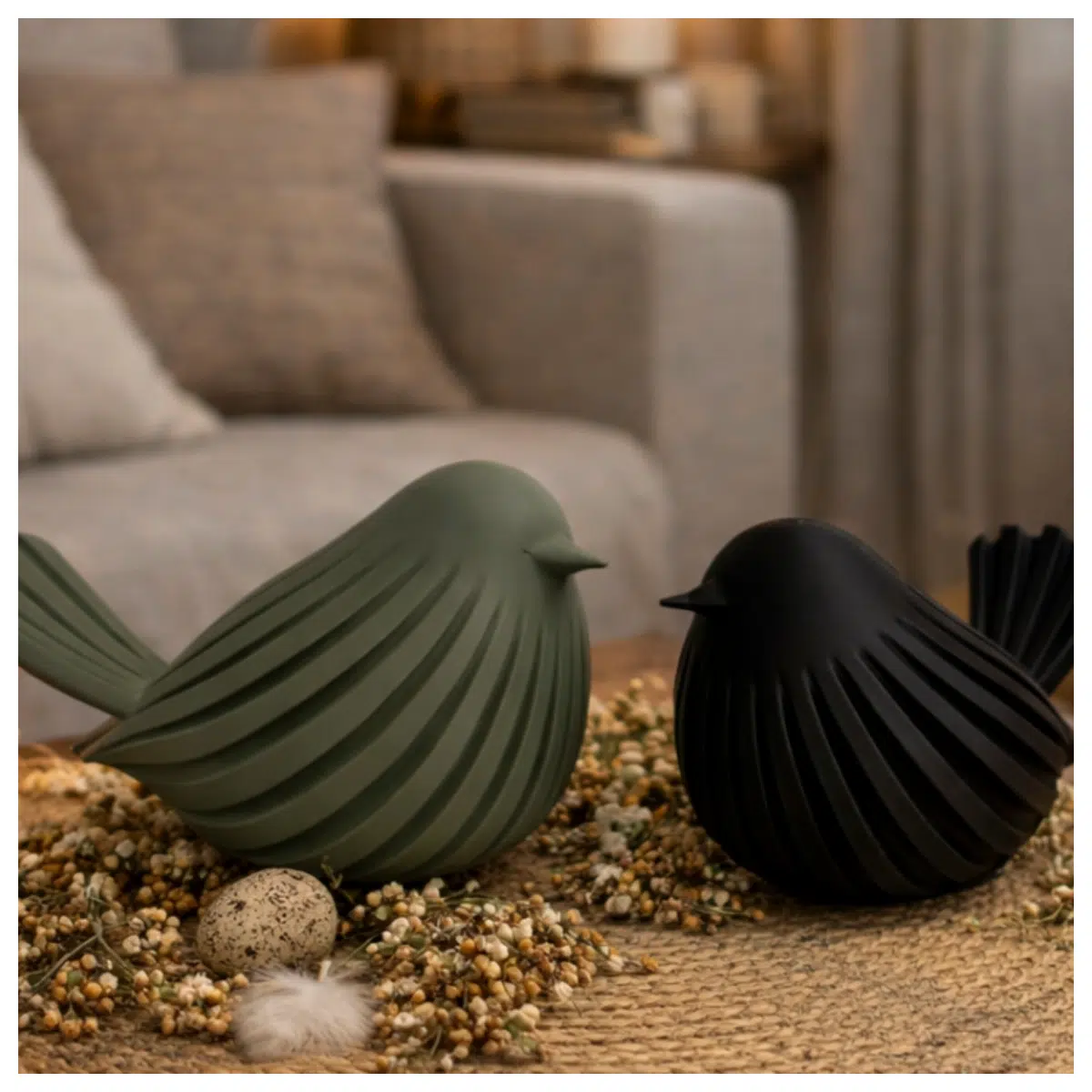 japandi bird sculpture minimalist home decor zen aesthetic modern art piece for living room shelf