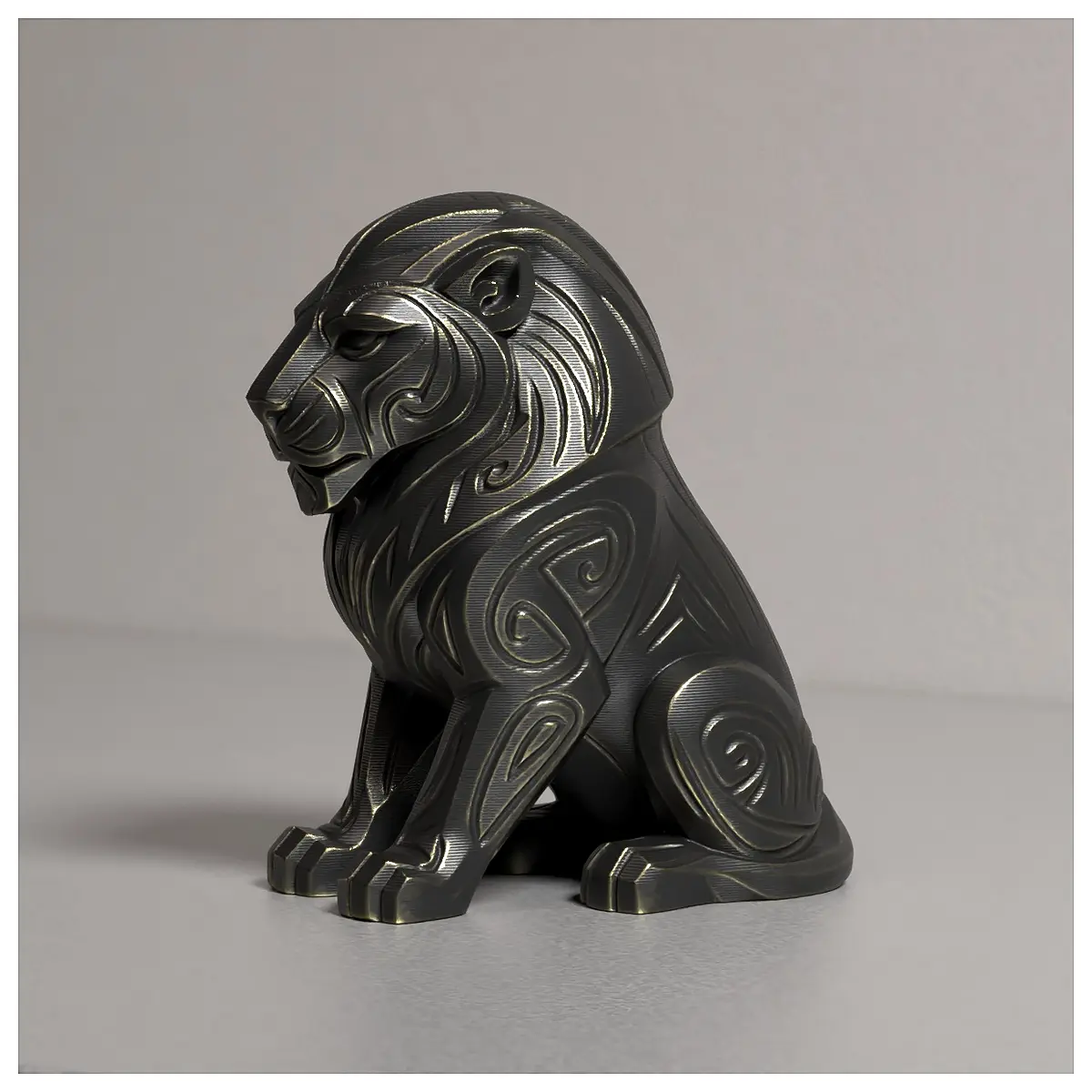 Tribal Lion Statue Figurine Decor Animal Sculpture Art Lion Model Art Collection