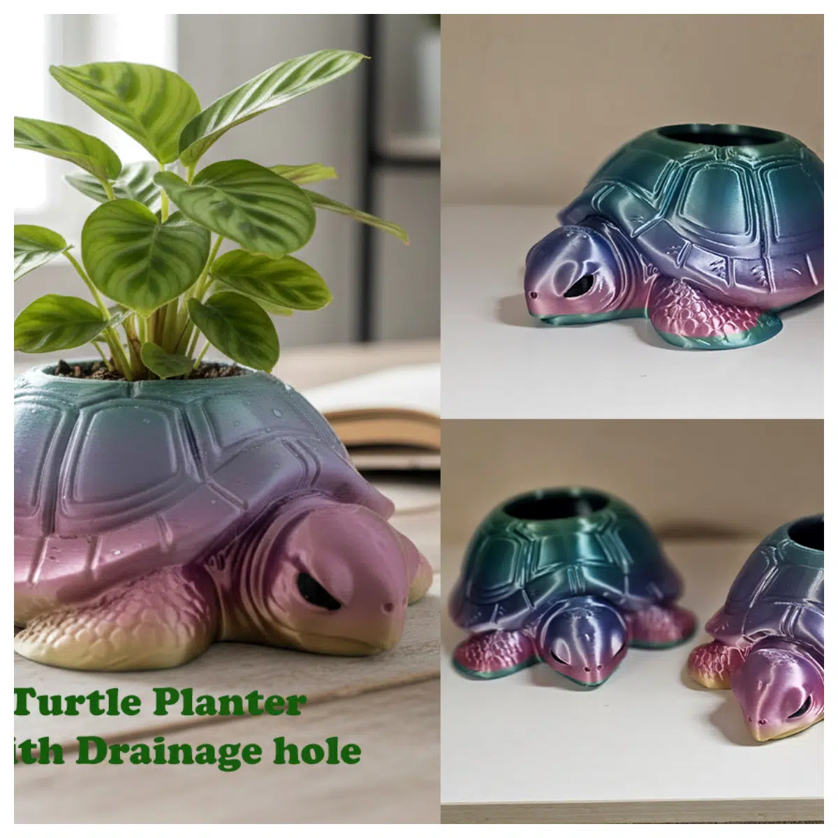 Cute Pot with Drainage Holes Tank Mini Aquarium Landscape Feeding Supplies Planter