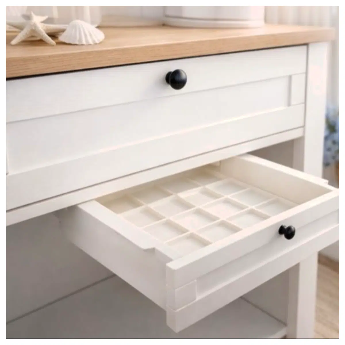 Hamptons Style Desk Drawer Organizer with Gridfinity Desk Storage Solutions Office Organization Home Storage Drawer System