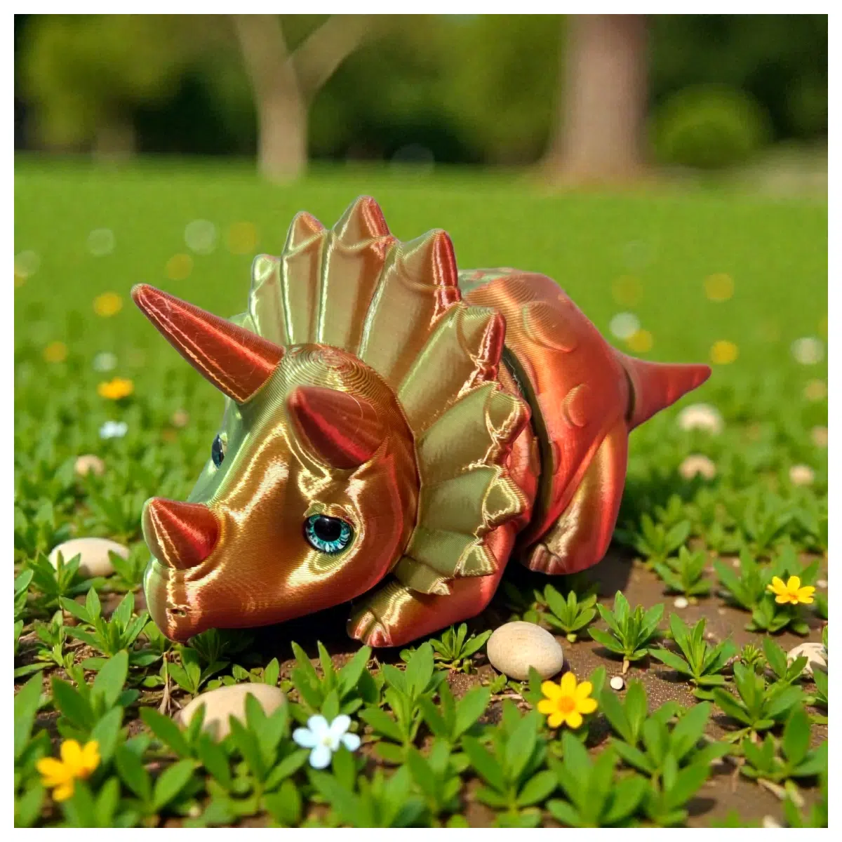 Articulated Triceratops Model Toy 6mm Glass Eye Compatible Dinosaur Decoration Kids Educational Model Triceratops Accessories