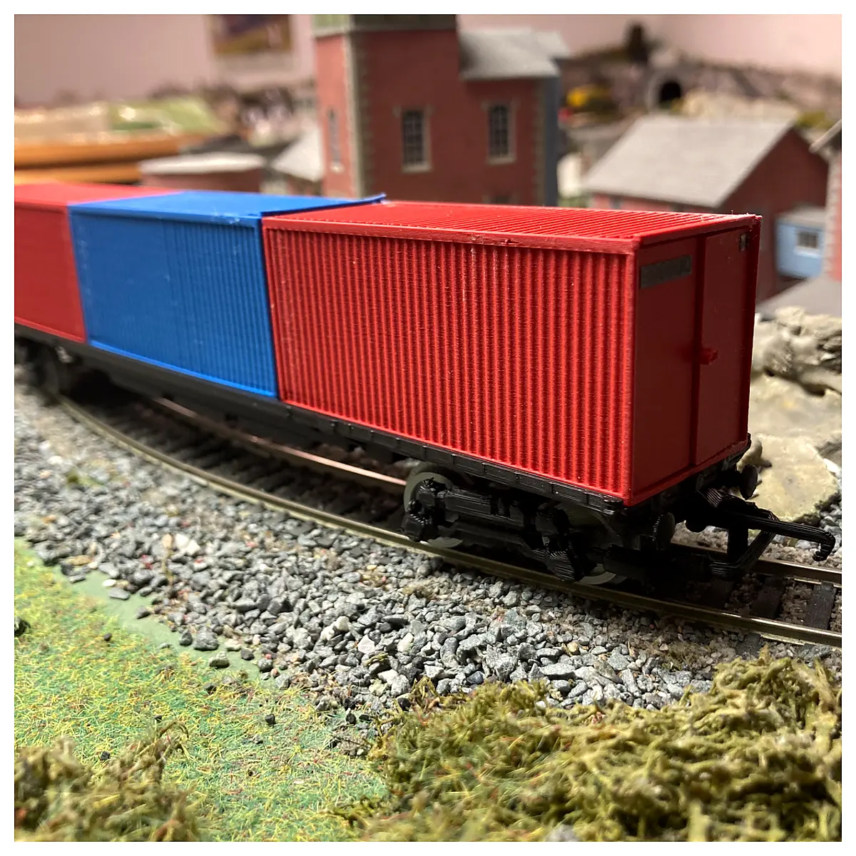 HO Scale Model Train 240mm Container Flat Car Railway Model Simulation Toy Assembly Hobby
