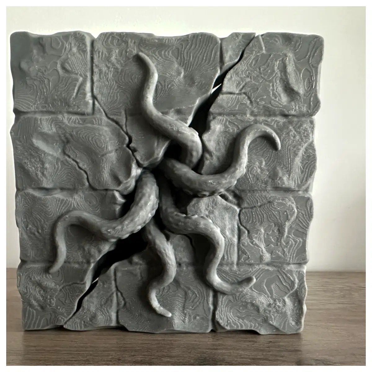 printed tentacle relief sculpture wall art home decor fantasy horror gothic aesthetic resin statue for shelf