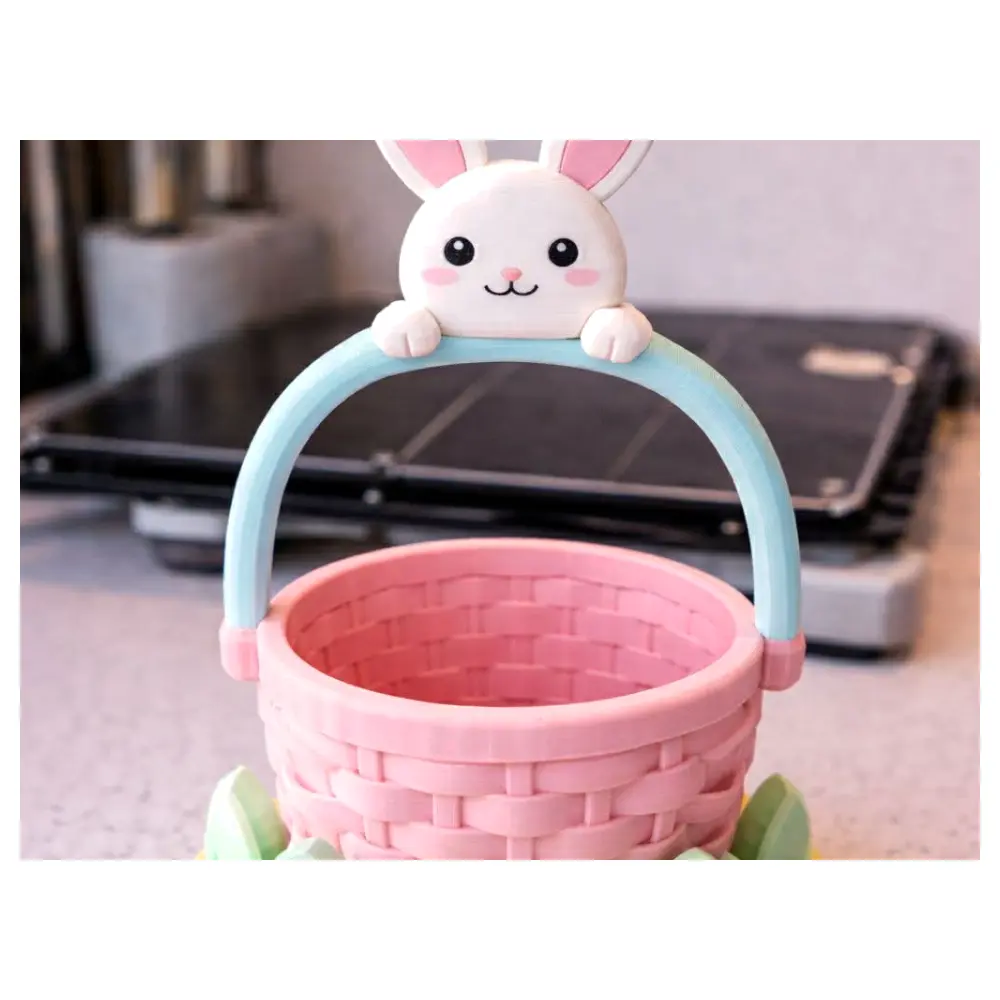 3D Printed Bunny Basket Easter Toy Support Stand Decoration Cute Small Animal Creative Gift