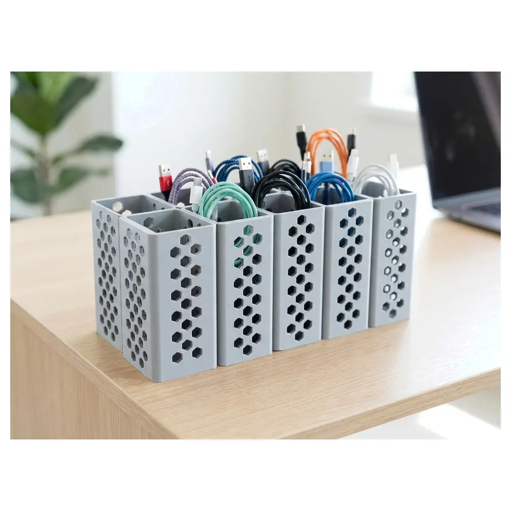 Cable Organizer Box 10 Compartments Expandable Cable Management Ties Wire Storage Cable Clips Cord Wraps