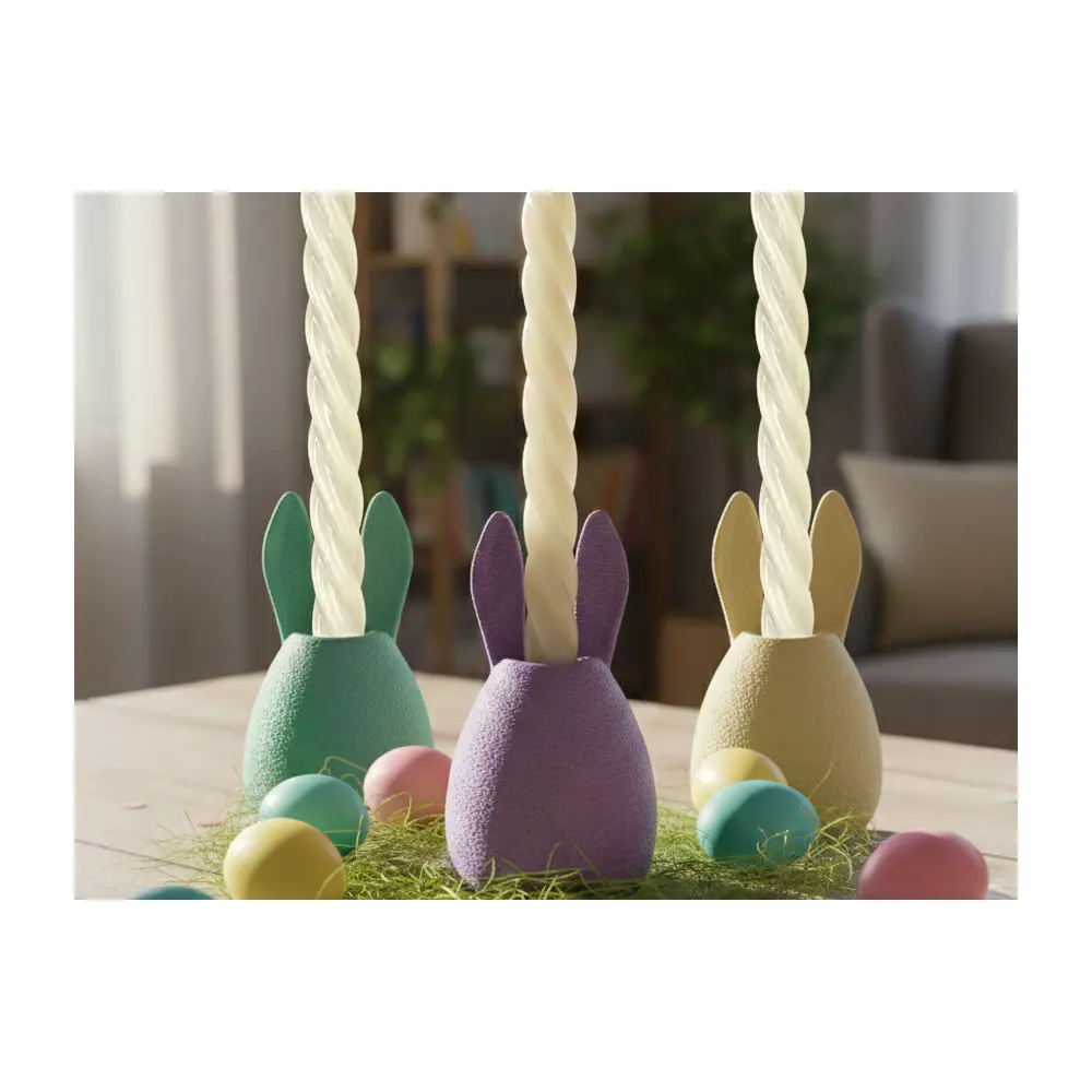 Minimalist Easter Rabbit Candlestick Holiday Decoration Festive Decor Tabletop Ornament Creative Home Decor